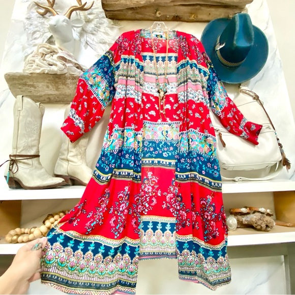 Anthropologie Patrons of Peace boho gypsy duster  w resort vacay beach vibe - Picture 5 of 16
